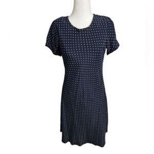 90s Vision Apparel Silk Dot
Dress 6 medium blue and cream midi
